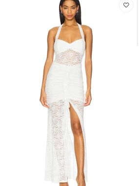 White Lace Halter Maxi Dress